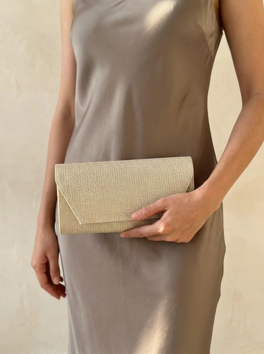 Gold iridescent wedding clutch